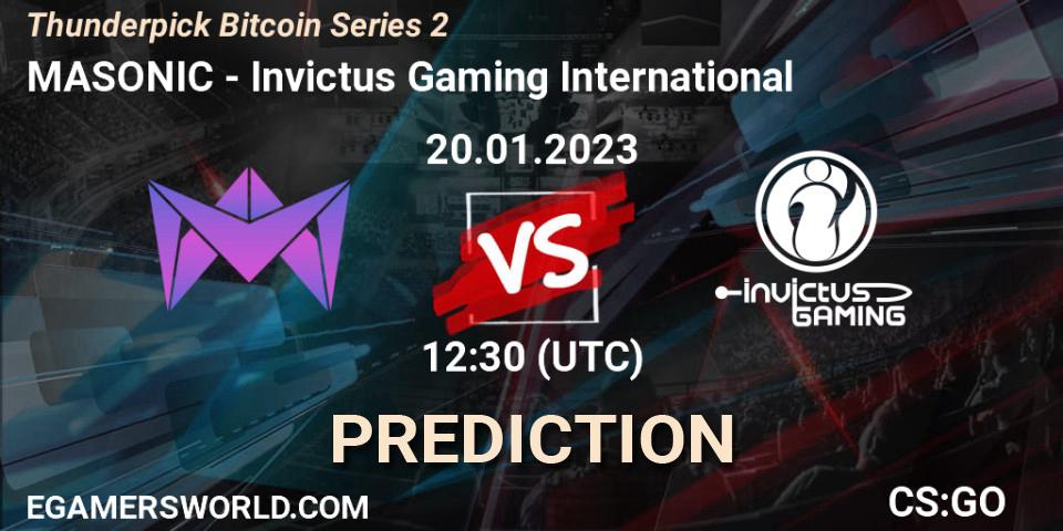 MASONIC vs Invictus Gaming International: Match Prediction. 22.01.2023 at 09:00, Counter-Strike (CS2), Thunderpick Bitcoin Series 2