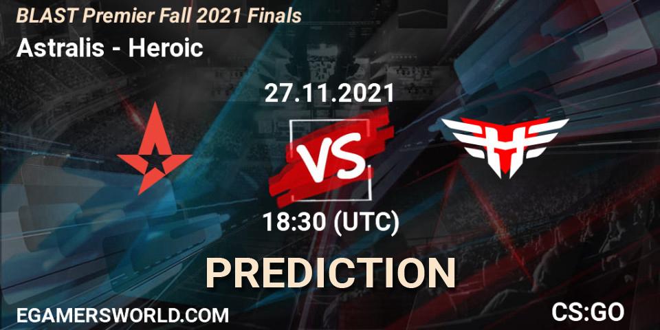 Astralis vs Heroic: Match Prediction. 27.11.2021 at 19:45, Counter-Strike (CS2), BLAST Premier Fall 2021 Finals