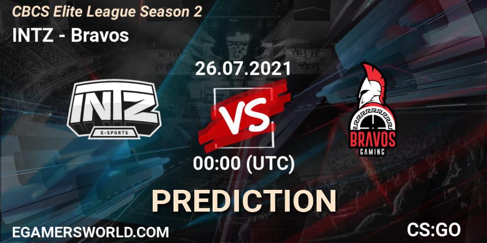INTZ vs Bravos: Match Prediction. 26.07.2021 at 01:10, Counter-Strike (CS2), CBCS Elite League Season 2