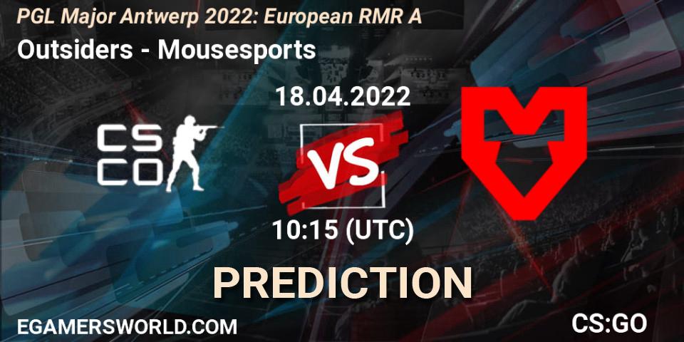 Outsiders vs Mousesports: Match Prediction. 18.04.2022 at 10:55, Counter-Strike (CS2), PGL Major Antwerp 2022: European RMR A