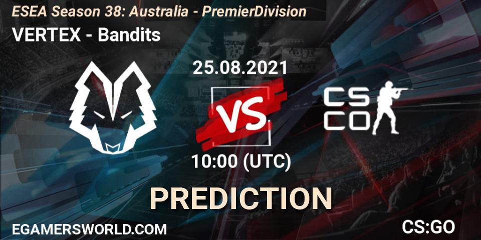 VERTEX vs Bandits: Match Prediction. 25.08.2021 at 10:00, Counter-Strike (CS2), ESEA Season 38: Australia - Premier Division