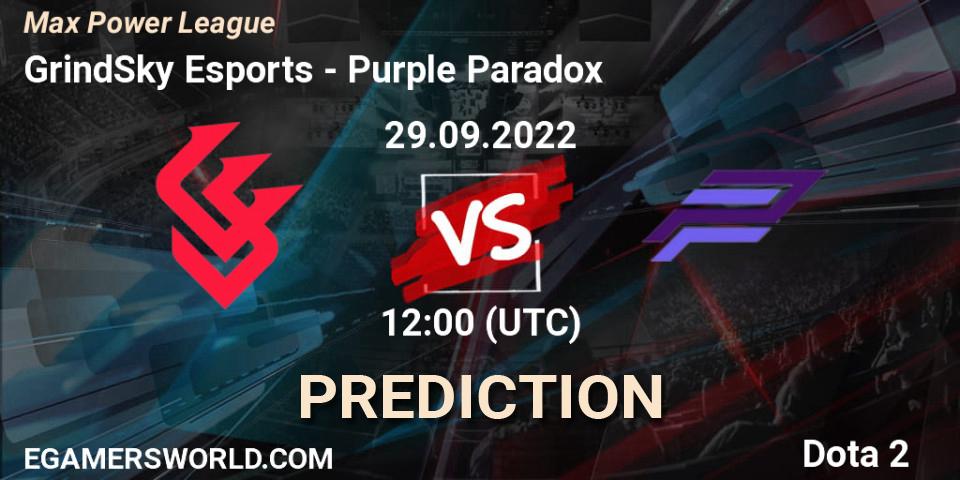 GrindSky Esports vs Purple Paradox: Match Prediction. 29.09.2022 at 12:11, Dota 2, Max Power League