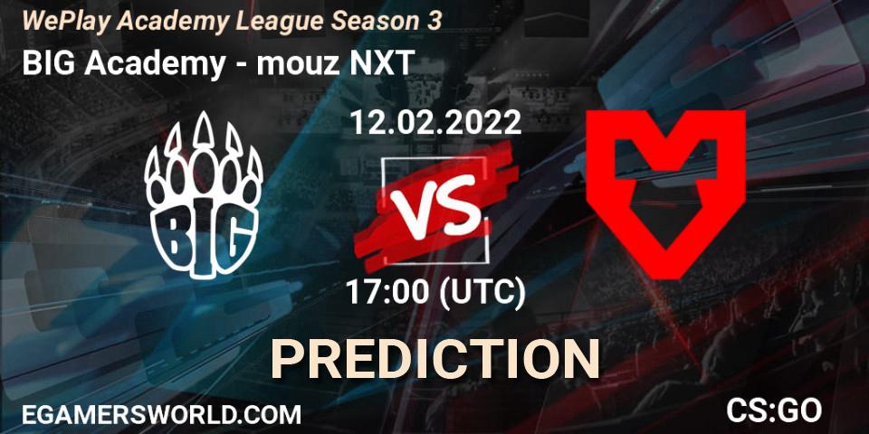 BIG Academy vs mouz NXT: Match Prediction. 12.02.2022 at 17:10, Counter-Strike (CS2), WePlay Academy League Season 3 Finals