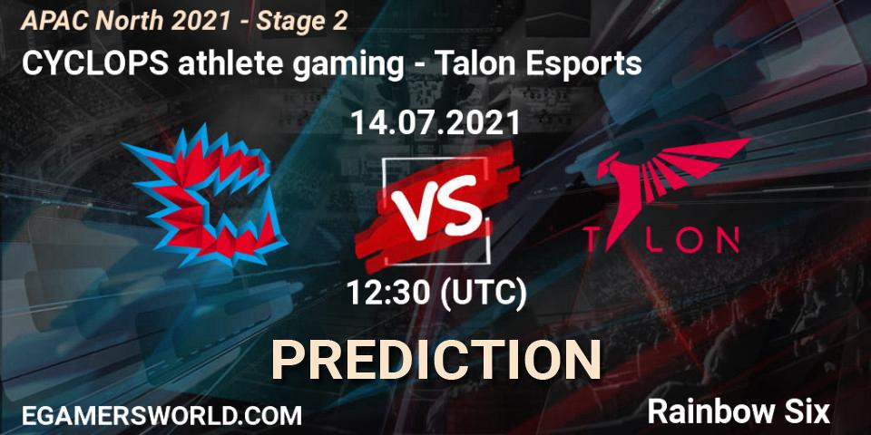 CYCLOPS athlete gaming vs Talon Esports: Match Prediction. 14.07.2021 at 12:30, Rainbow Six, APAC North 2021 - Stage 2