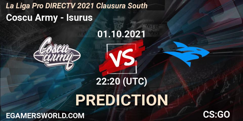 Coscu Army vs Isurus: Match Prediction. 01.10.2021 at 22:00, Counter-Strike (CS2), La Liga Season 4: Sur Pro Division - Clausura
