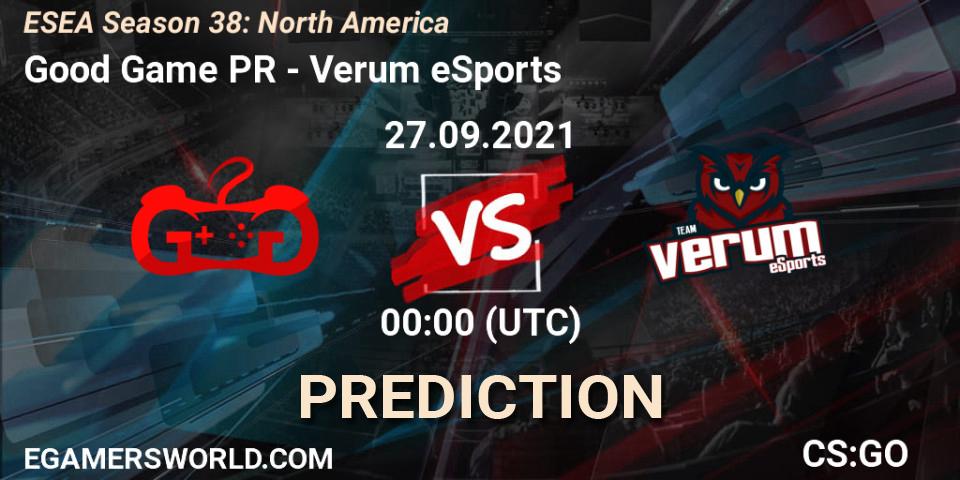 Good Game PR vs Verum eSports: Match Prediction. 29.09.21, CS2 (CS:GO), ESEA Season 38: North America 