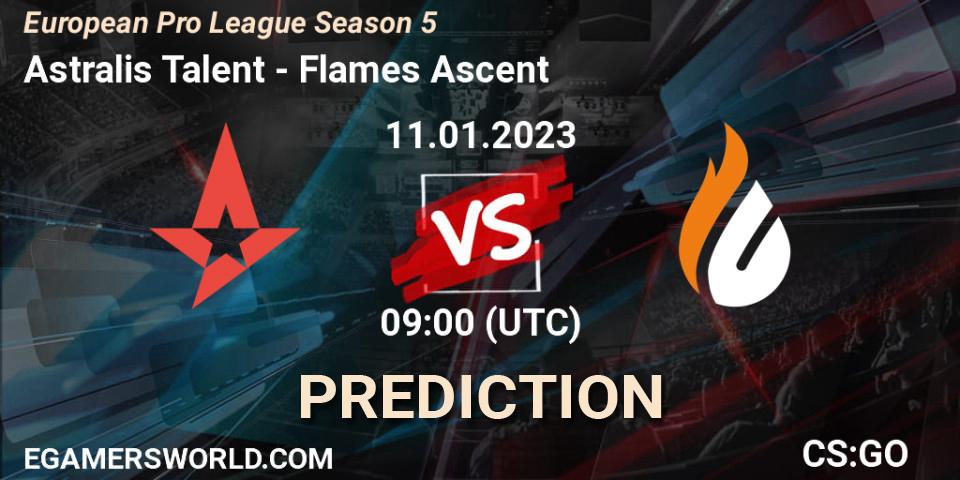 Astralis Talent vs Flames Ascent: Match Prediction. 11.01.2023 at 09:00, Counter-Strike (CS2), European Pro League Season 5
