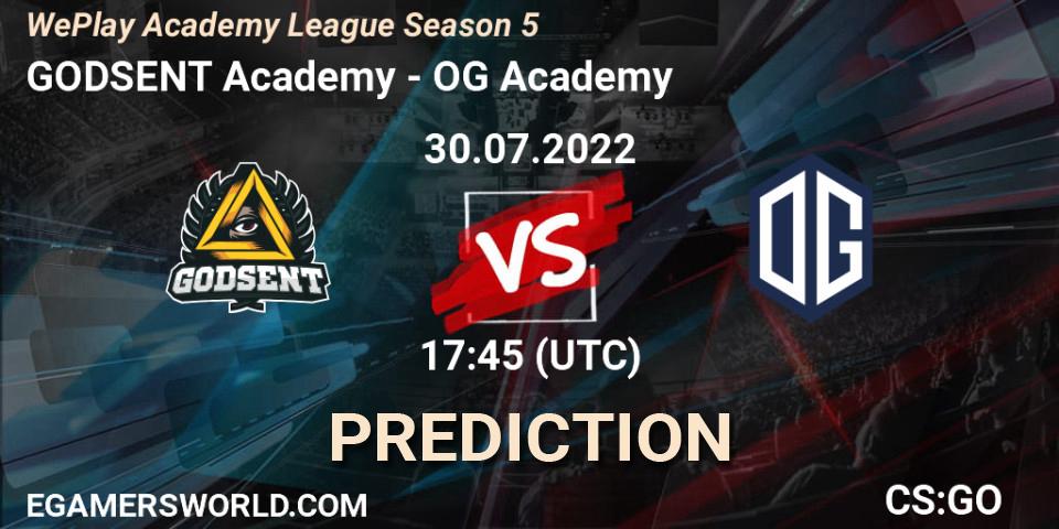 GODSENT Academy vs OG Academy: Match Prediction. 30.07.2022 at 17:45, Counter-Strike (CS2), WePlay Academy League Season 5