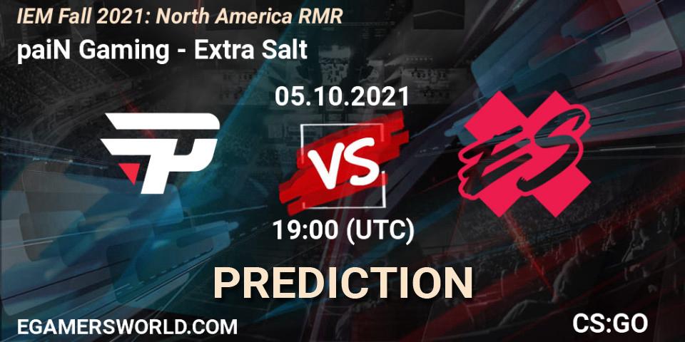 paiN Gaming vs Extra Salt: Match Prediction. 05.10.2021 at 19:00, Counter-Strike (CS2), IEM Fall 2021: North America RMR