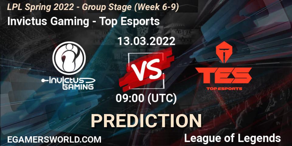 Invictus Gaming vs Top Esports: Match Prediction. 13.03.22, LoL, LPL Spring 2022 - Group Stage (Week 6-9)