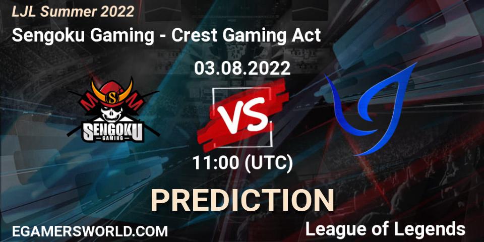 Sengoku Gaming vs Crest Gaming Act: Match Prediction. 03.08.2022 at 11:00, LoL, LJL Summer 2022