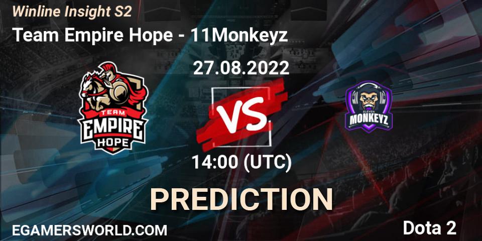 Team Empire Hope vs 11Monkeyz: Match Prediction. 27.08.22, Dota 2, Winline Insight S2