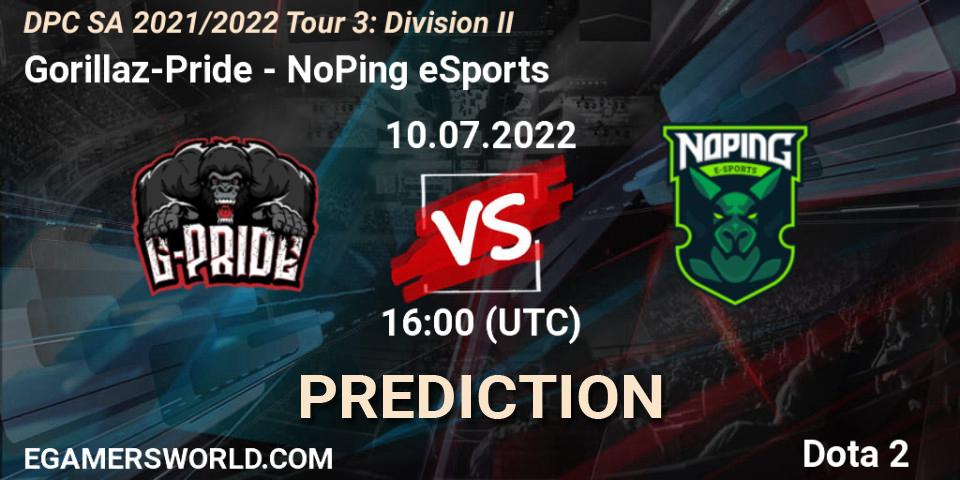 Gorillaz-Pride vs NoPing eSports: Match Prediction. 10.07.22, Dota 2, DPC SA 2021/2022 Tour 3: Division II