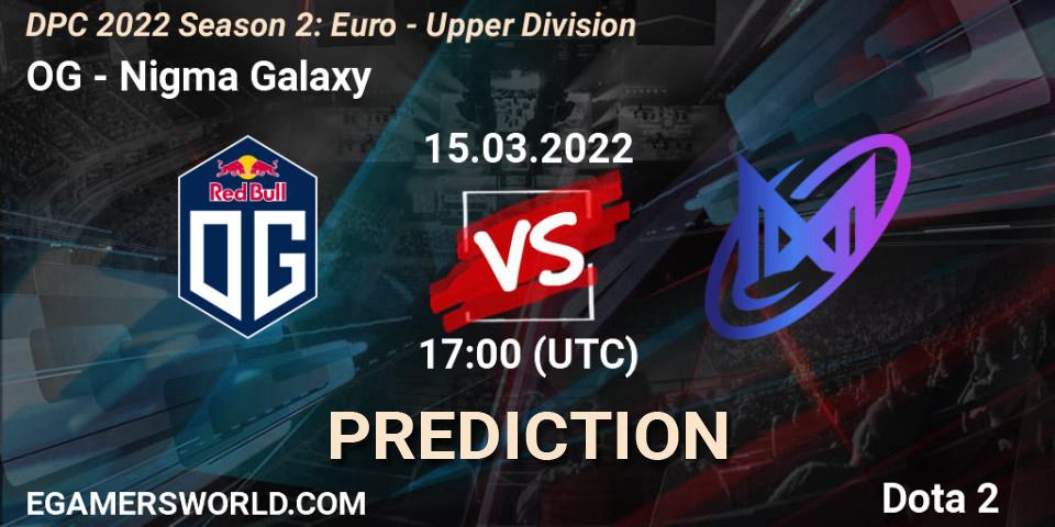 OG vs Nigma Galaxy: Match Prediction. 15.03.22, Dota 2, DPC 2021/2022 Tour 2 (Season 2): WEU (Euro) Divison I (Upper) - DreamLeague Season 17