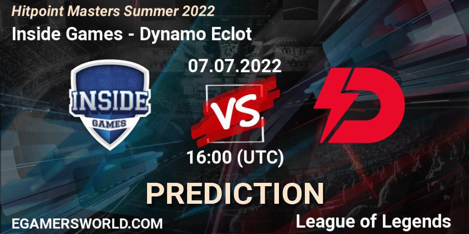 Inside Games vs Dynamo Eclot: Match Prediction. 07.07.2022 at 16:00, LoL, Hitpoint Masters Summer 2022