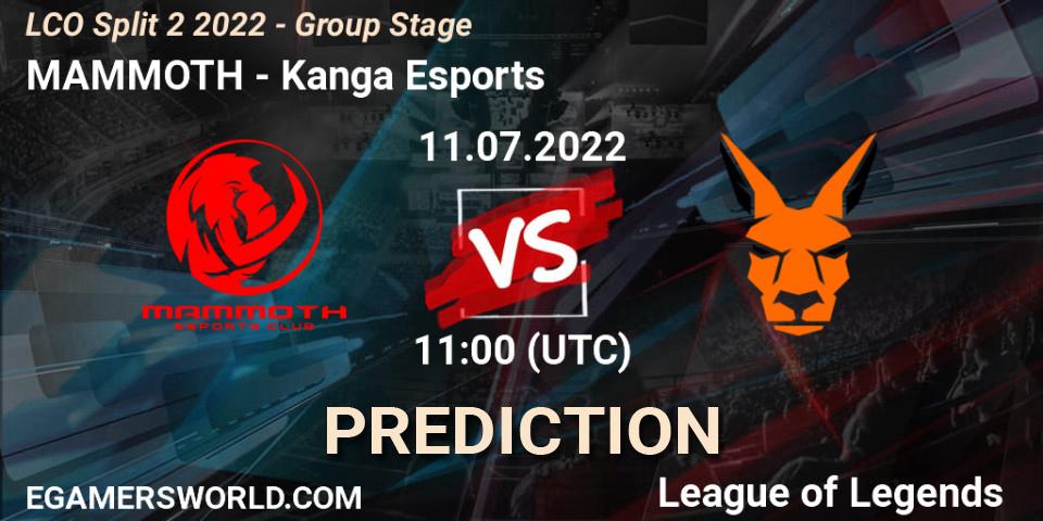 MAMMOTH vs Kanga Esports: Match Prediction. 11.07.22, LoL, LCO Split 2 2022 - Group Stage