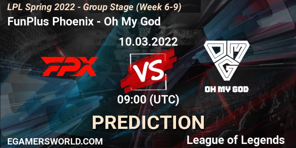 FunPlus Phoenix vs Oh My God: Match Prediction. 23.03.2022 at 11:00, LoL, LPL Spring 2022 - Group Stage (Week 6-9)