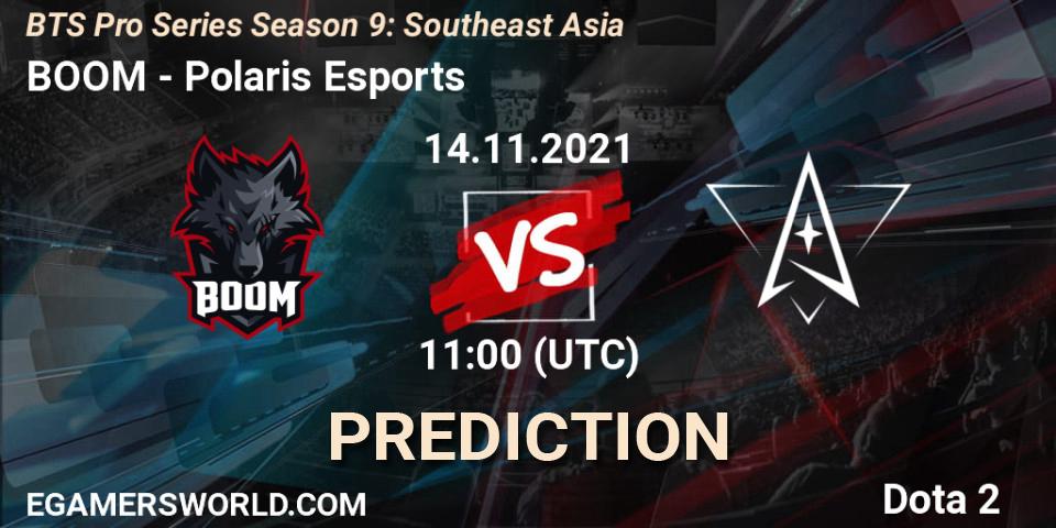BOOM vs Polaris Esports: Match Prediction. 14.11.2021 at 10:17, Dota 2, BTS Pro Series Season 9: Southeast Asia