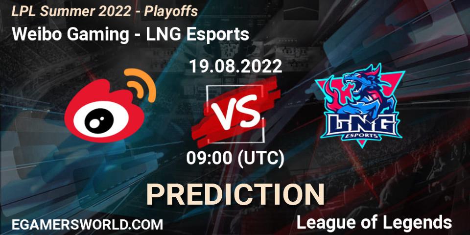 Weibo Gaming vs LNG Esports: Match Prediction. 19.08.22, LoL, LPL Summer 2022 - Playoffs