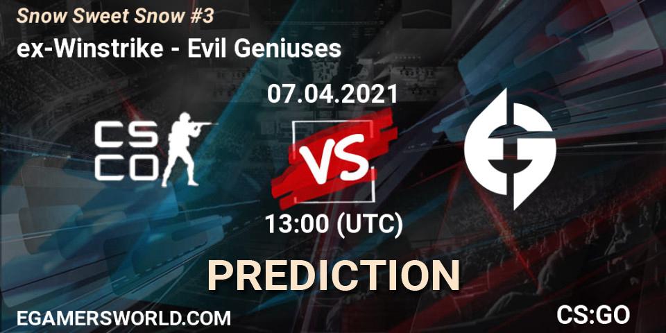 ex-Winstrike vs Evil Geniuses: Match Prediction. 07.04.2021 at 09:00, Counter-Strike (CS2), Snow Sweet Snow #3