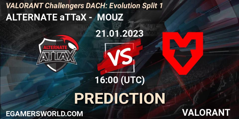 ALTERNATE aTTaX vs MOUZ: Match Prediction. 21.01.2023 at 16:00, VALORANT, VALORANT Challengers 2023 DACH: Evolution Split 1