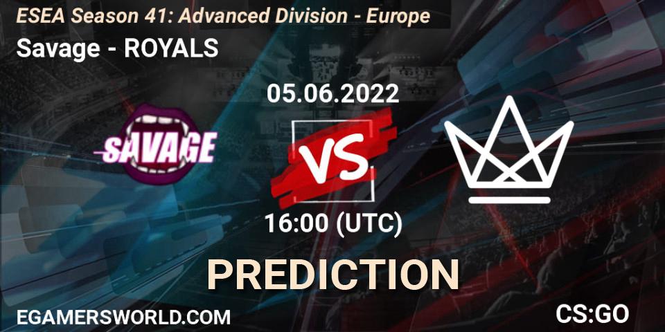 Savage vs ROYALS: Match Prediction. 05.06.2022 at 16:00, Counter-Strike (CS2), ESEA Season 41: Advanced Division - Europe