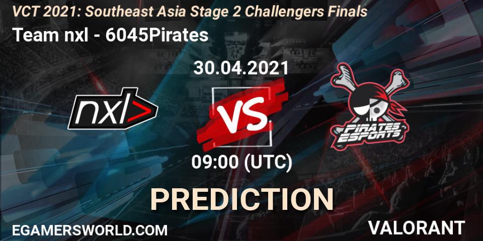 Team nxl vs 6045Pirates: Match Prediction. 30.04.2021 at 09:00, VALORANT, VCT 2021: Southeast Asia Stage 2 Challengers Finals