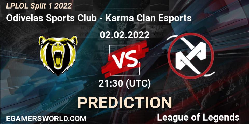 Odivelas Sports Club vs Karma Clan Esports: Match Prediction. 02.02.2022 at 21:30, LoL, LPLOL Split 1 2022