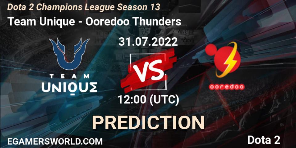 Team Unique vs Ooredoo Thunders: Match Prediction. 31.07.2022 at 12:07, Dota 2, Dota 2 Champions League Season 13