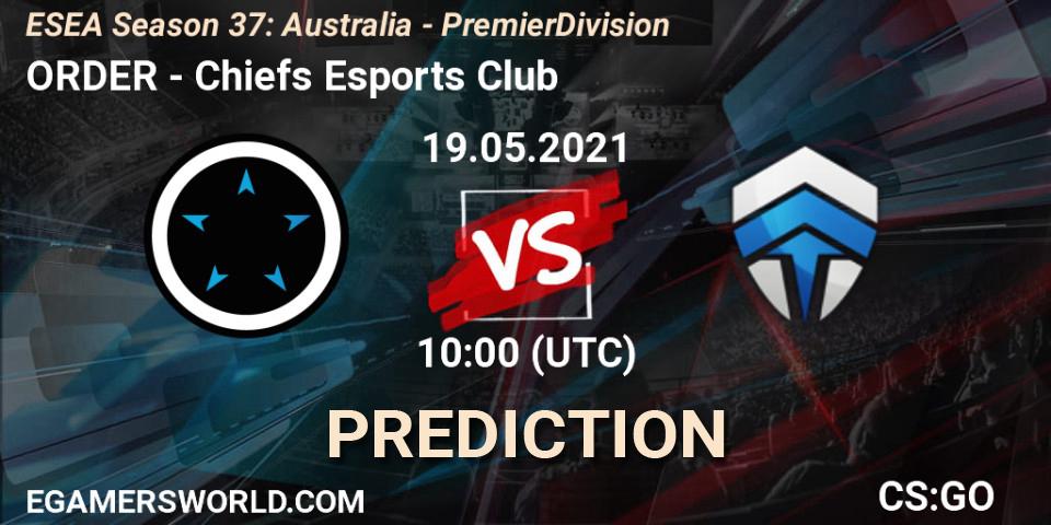 ORDER vs Chiefs Esports Club: Match Prediction. 19.05.2021 at 10:00, Counter-Strike (CS2), ESEA Season 37: Australia - Premier Division