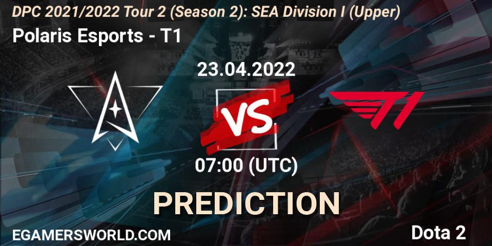 Polaris Esports vs T1: Match Prediction. 23.04.2022 at 07:01, Dota 2, DPC 2021/2022 Tour 2 (Season 2): SEA Division I (Upper)