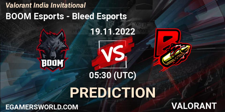 BOOM Esports vs Bleed Esports: Match Prediction. 19.11.2022 at 07:30, VALORANT, Valorant India Invitational