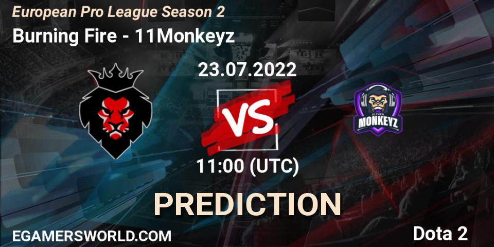 Burning Fire vs 11Monkeyz: Match Prediction. 23.07.22, Dota 2, European Pro League Season 2