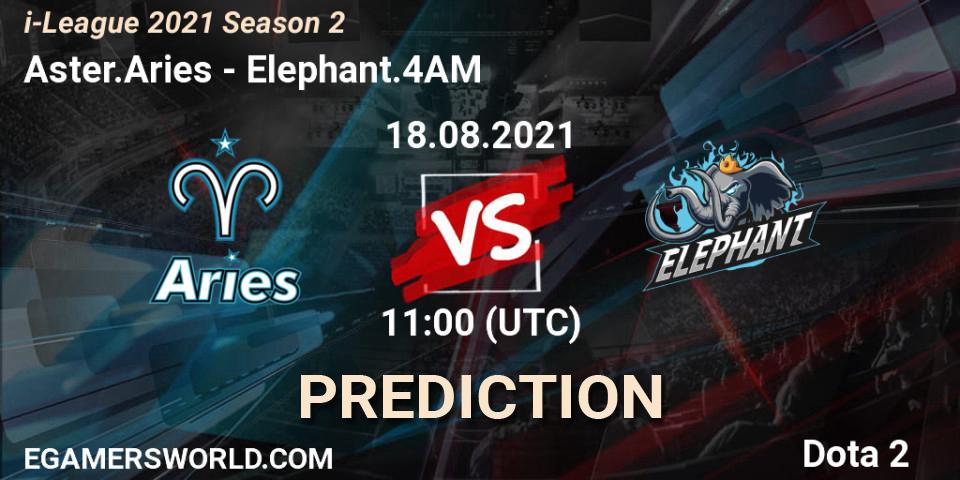 Aster.Aries vs Elephant.4AM: Match Prediction. 27.08.2021 at 05:06, Dota 2, i-League 2021 Season 2