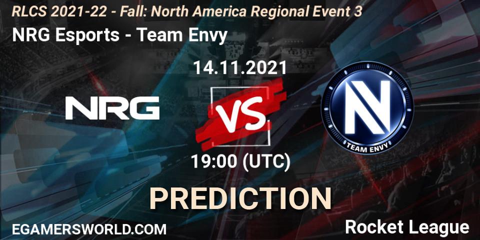 NRG Esports vs Team Envy: Match Prediction. 14.11.2021 at 19:00, Rocket League, RLCS 2021-22 - Fall: North America Regional Event 3