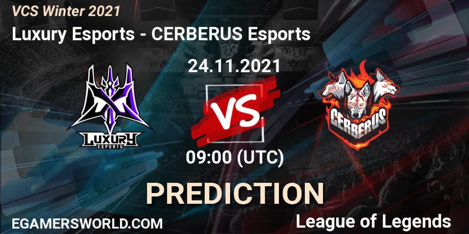 Luxury Esports vs CERBERUS Esports: Match Prediction. 24.11.2021 at 09:00, LoL, VCS Winter 2021