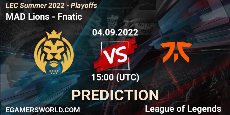 MAD Lions vs Fnatic: Match Prediction. 04.09.22, LoL, LEC Summer 2022 - Playoffs