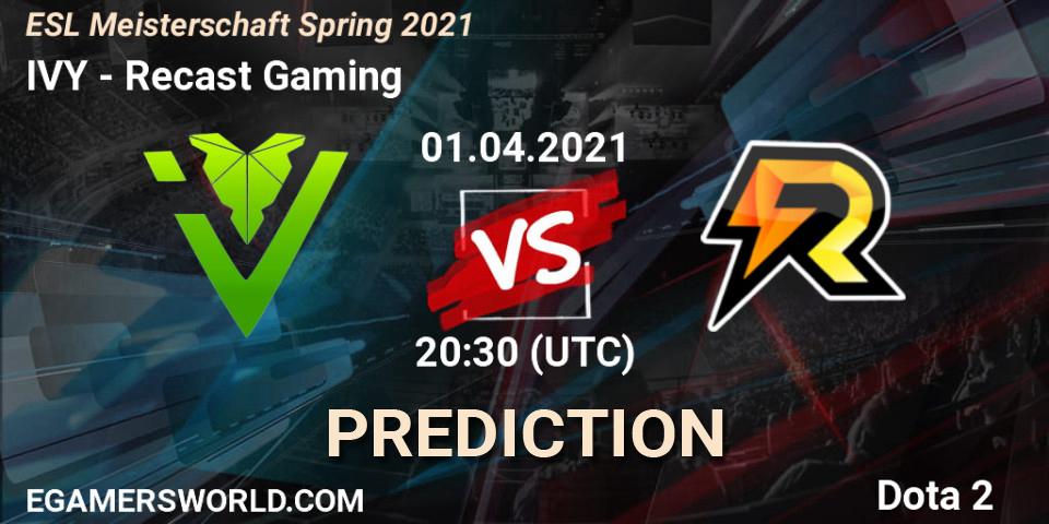 IVY vs Recast Gaming: Match Prediction. 01.04.2021 at 20:30, Dota 2, ESL Meisterschaft Spring 2021