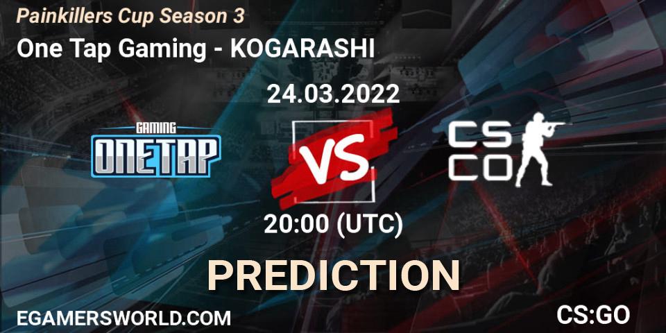 One Tap Gaming vs KOGARASHI: Match Prediction. 24.03.2022 at 20:00, Counter-Strike (CS2), Painkillers Cup Season 3