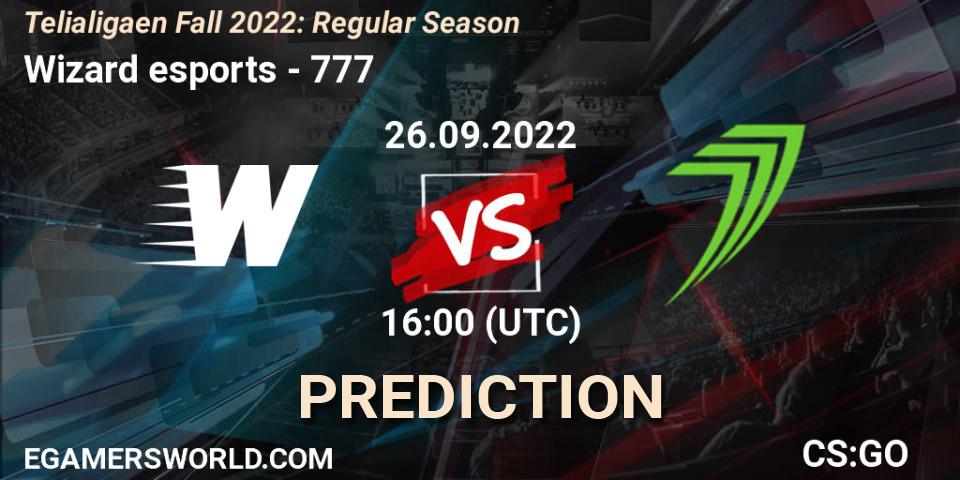 Wizard esports vs 777: Match Prediction. 26.09.2022 at 16:00, Counter-Strike (CS2), Telialigaen Fall 2022: Regular Season