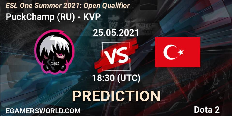 PuckChamp (RU) vs KVP: Match Prediction. 25.05.2021 at 18:30, Dota 2, ESL One Summer 2021: Open Qualifier