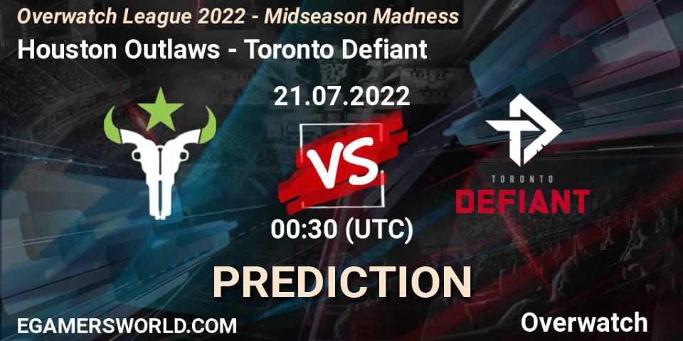 Houston Outlaws vs Toronto Defiant: Match Prediction. 21.07.2022 at 00:30, Overwatch, Overwatch League 2022 - Midseason Madness
