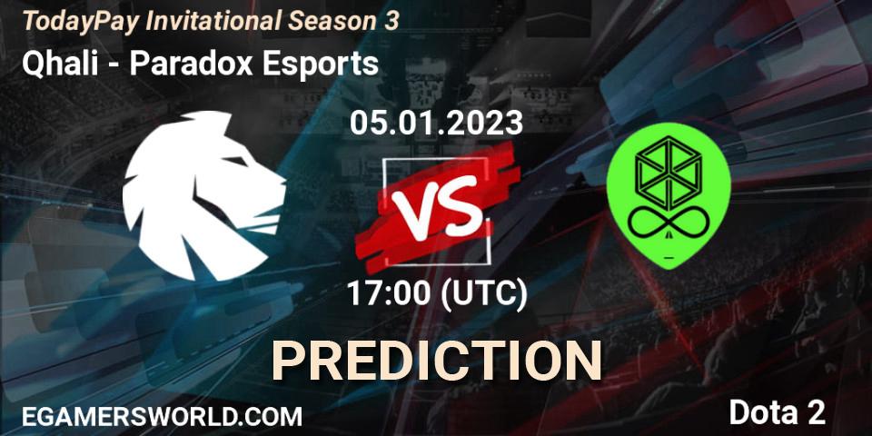 Qhali vs Paradox Esports: Match Prediction. 05.01.2023 at 17:02, Dota 2, TodayPay Invitational Season 3