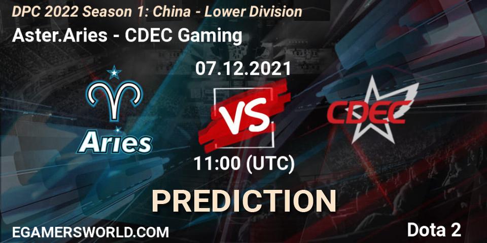 Aster.Aries vs CDEC Gaming: Match Prediction. 07.12.2021 at 11:17, Dota 2, DPC 2022 Season 1: China - Lower Division