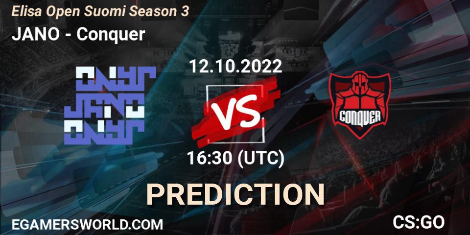 JANO vs Conquer: Match Prediction. 12.10.22, CS2 (CS:GO), Elisa Open Suomi Season 3