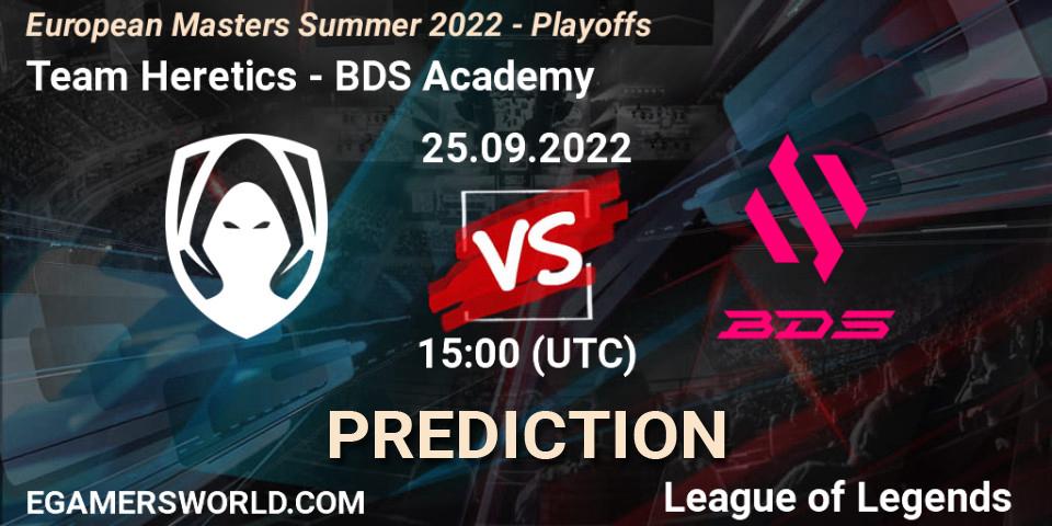 Team Heretics vs BDS Academy: Match Prediction. 25.09.22, LoL, European Masters Summer 2022 - Playoffs