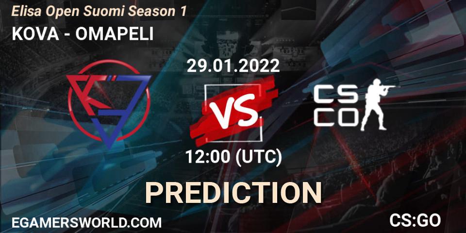 KOVA vs OMAPELI: Match Prediction. 29.01.2022 at 12:00, Counter-Strike (CS2), Elisa Open Suomi Season 1