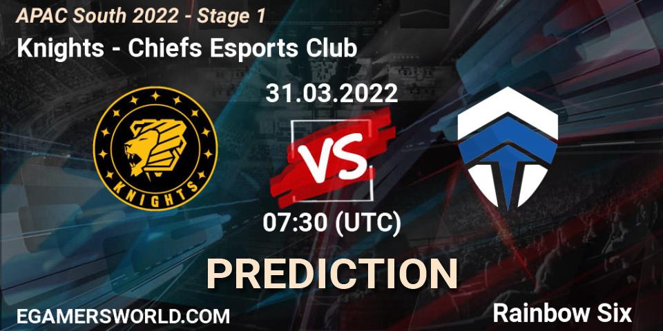 Knights vs Chiefs Esports Club: Match Prediction. 31.03.2022 at 07:30, Rainbow Six, APAC South 2022 - Stage 1