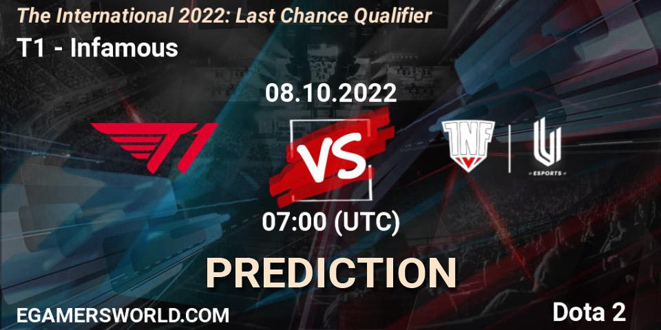 T1 vs Infamous: Match Prediction. 08.10.22, Dota 2, The International 2022: Last Chance Qualifier