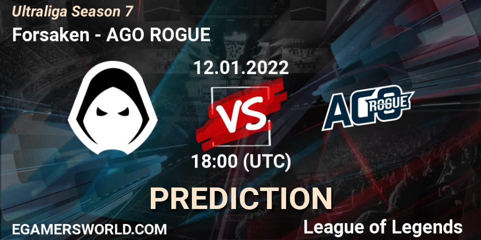Forsaken vs AGO ROGUE: Match Prediction. 12.01.2022 at 18:00, LoL, Ultraliga Season 7